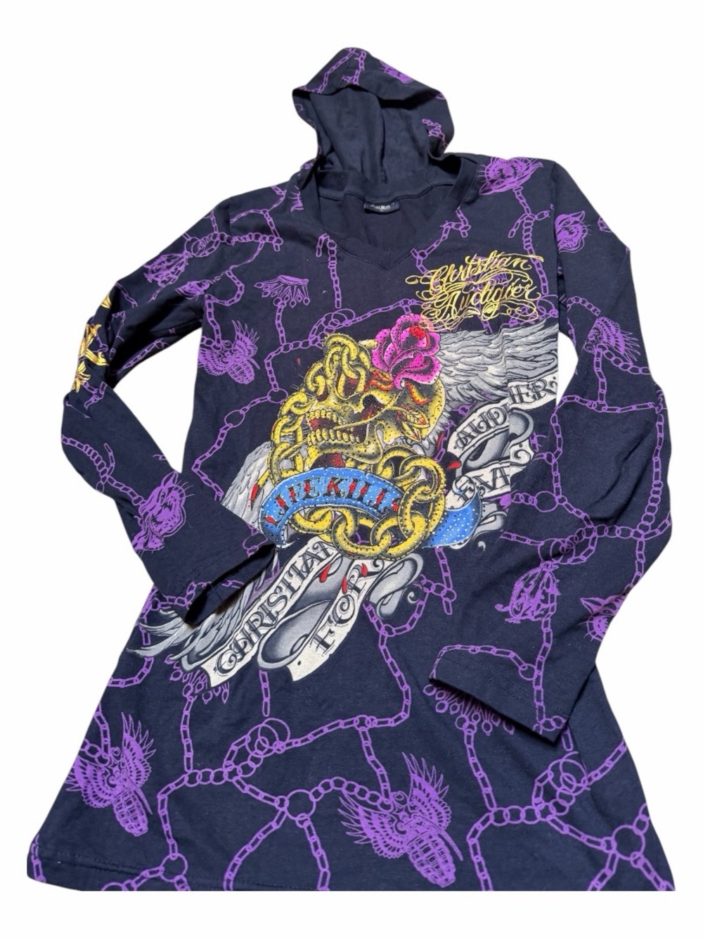 Y2K Ed Hardy by Christian Audigier long-sleeve hooded